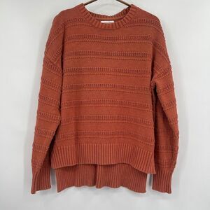 Cupcakes and Cashmere Orange Crew Neck Knitted Long Sleeve Hi Low Sweater Large